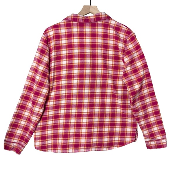 Sundance Women's Pink Plaid Cotton Flannel Pajama Top size L - Picture 2 of 10
